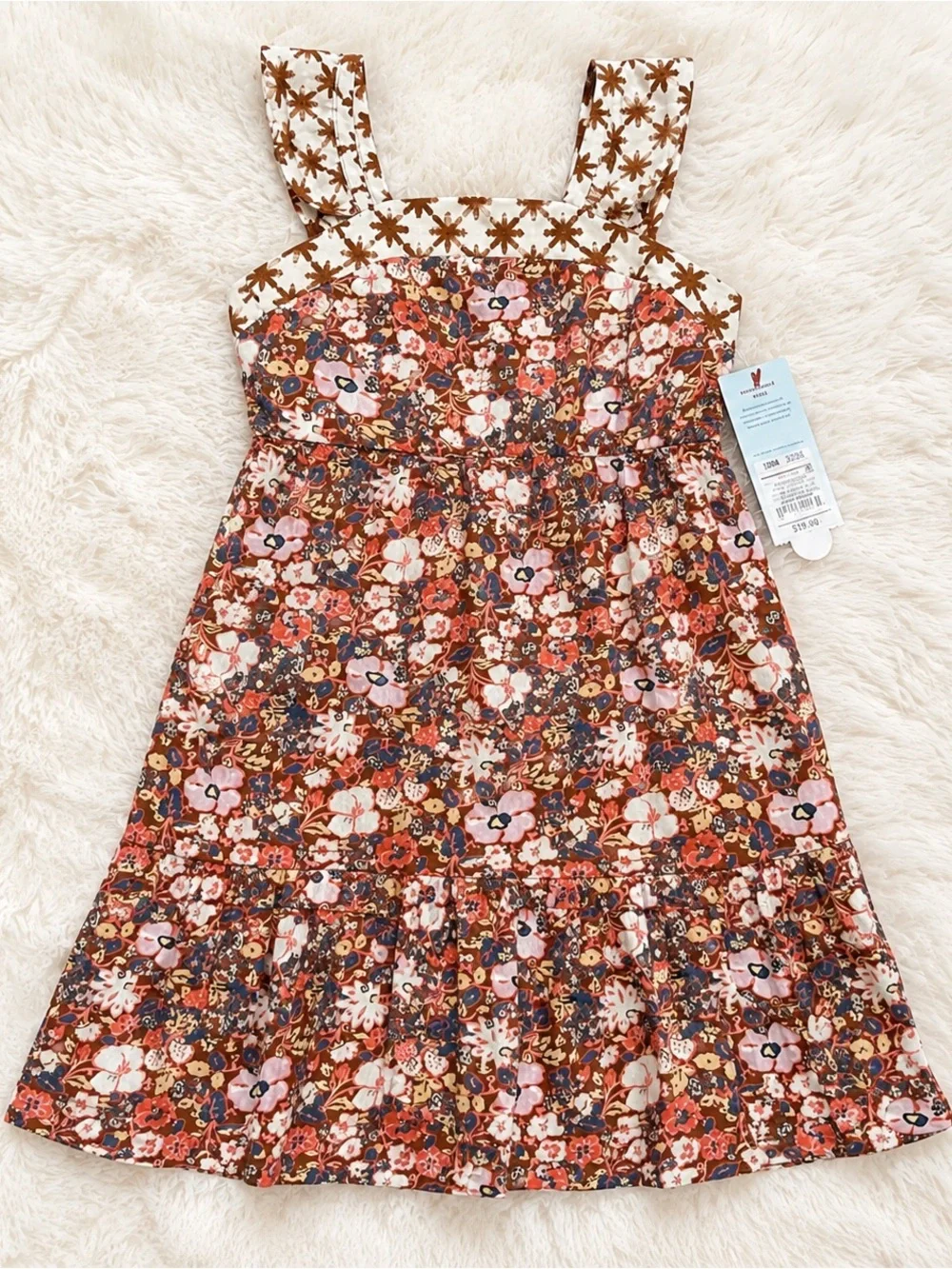 Toddler Girls' Floral Sleeveless Sun Dress 18 Months ~ Retro star Neckline ~ NWT